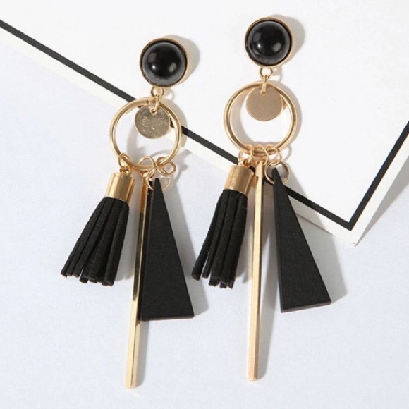 💙💎GRATEFUL💙MAKER💎💙 Jewelry - NEW!💙💎BLACK!🖤WOODEN🖤TASSELS! MODERN!💎💙HOOPS!